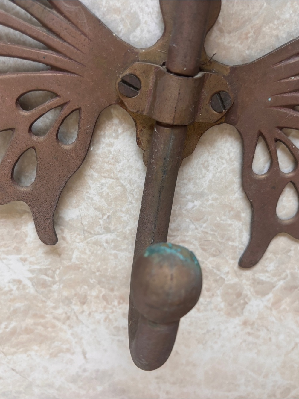 Vintage Large Brass Butterfly Decorative Wall Hook Old World Patina Metal - Picture 5 of 9